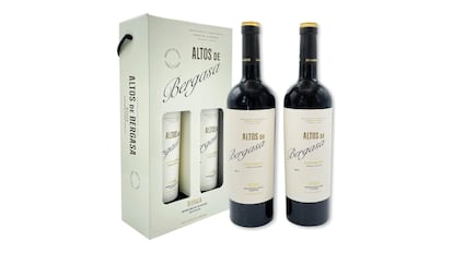 Elegante estuche con 2 botellas de vino de Rioja Gran Reserva Altos de Bergasa con Denominación de Origen