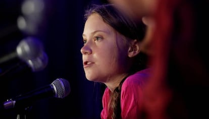 La activista sueca Greta Thunberg, en la ONU.