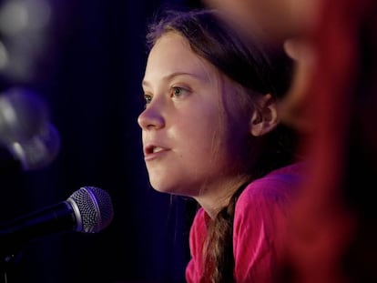 La activista sueca Greta Thunberg, en la ONU.