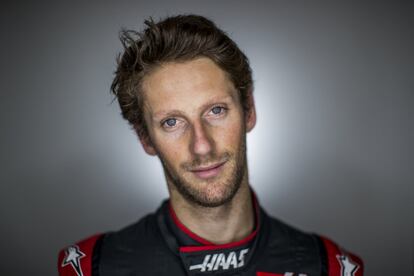 El piloto francés Romain Grosjean de Haas F1.