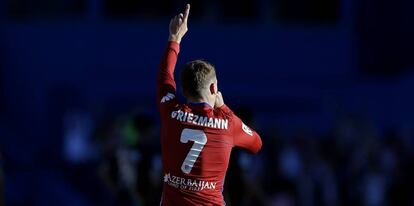 Griezmann celebra su gol al Rayo.