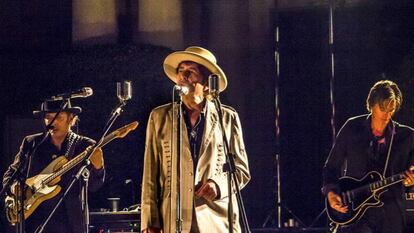 Bob Dylan durante su concierto en Barcelona en 2015.