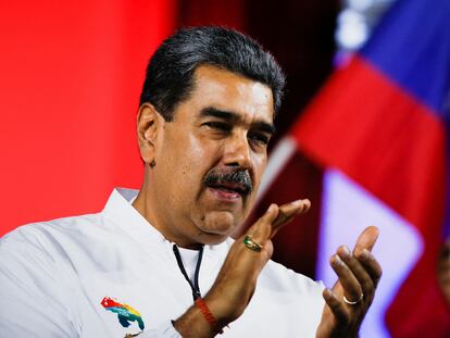 Nicolás Maduro, el lunes, en la celebración del referéndum sobre el Esequibo.