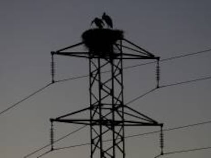 Torre de un tendido eléctrico cercano a la Catedral de Pamplona. EFE/Jesús Diges/Archivo
 