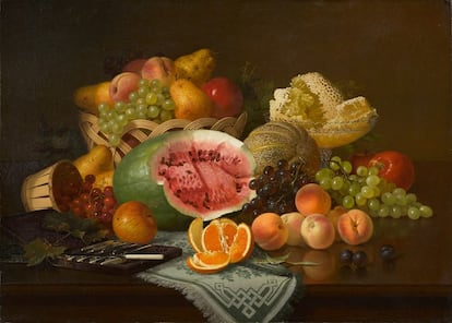 'Still Life of Fruit, Honeycomb and Knives' (1867) de Robert Spear Dunning.