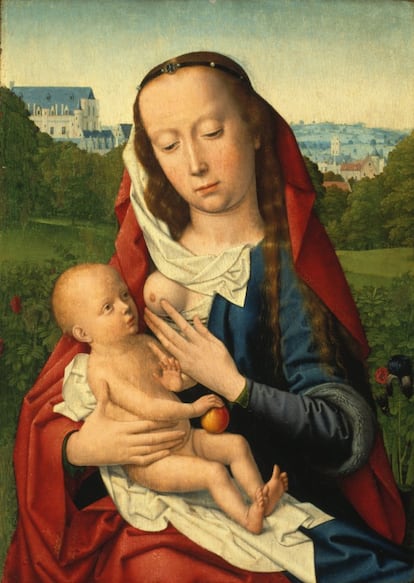 'Virgen con el Niño', de Gerard David, es uno de las óleos que ha cambiado de autoría. Los expertos del Museo Lázaro Galdiano han trabajado durante tres año en esta exposición.