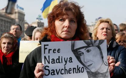 Protesta el domingo en Kiev para pedir la liberación de Sávchenko.