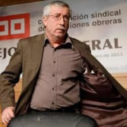 El secretario general de CC.OO, Ignacio Fernández Toxo, antes de la reunión que celebró el Consejo Confederal del sindicato el pasado martes