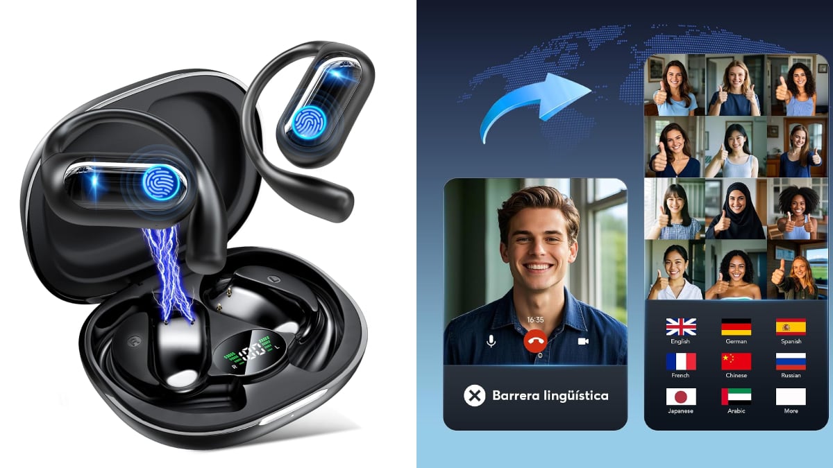 Auriculares inalámbricos con capacidad para traducir hasta 198 idiomas.