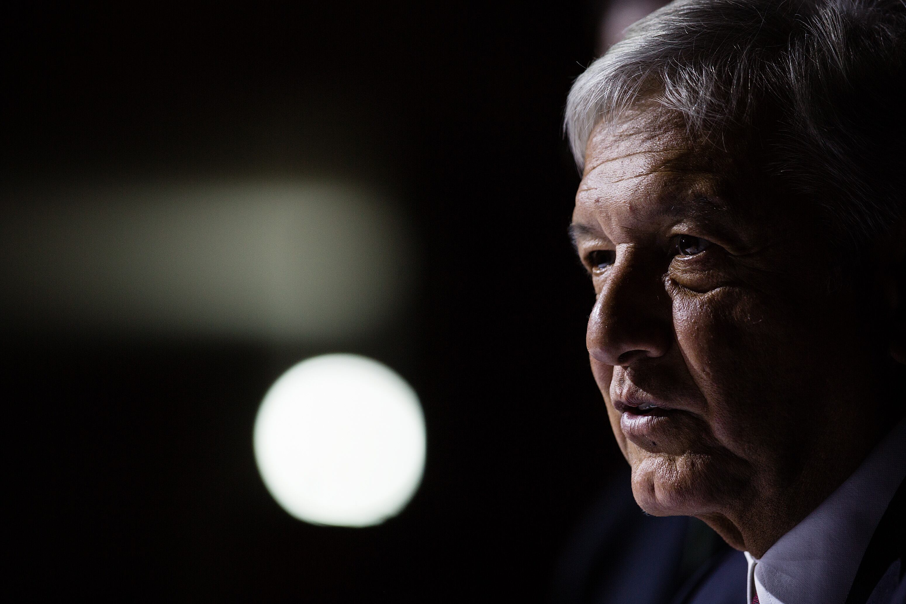 El presidente López Obrador durante una conferencia de prensa.