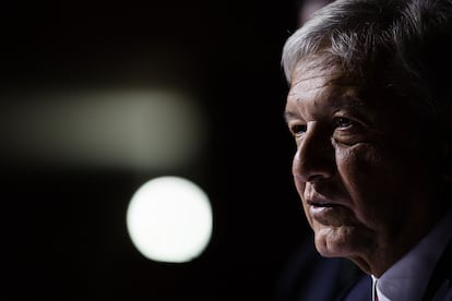 El presidente López Obrador durante una conferencia de prensa.