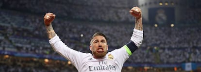 Sergio Ramos celebra el gol que marcó en la final de la Champions de este año.