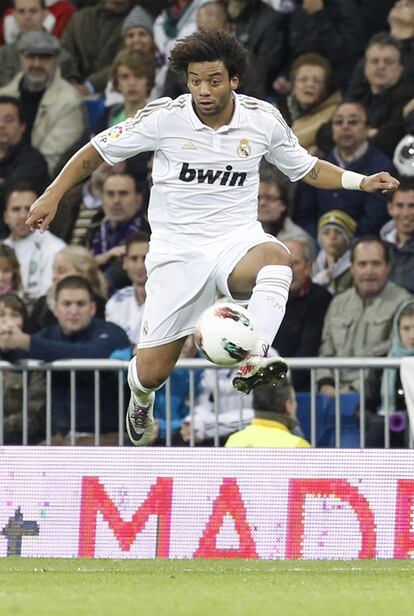 El lateral izquierdo del Madrid, Marcelo, subió constantemente su banda.