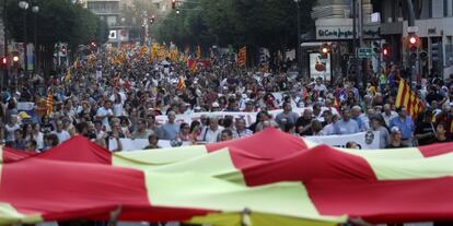 Imagen de la protesta nacionalista de ayer en Valencia.