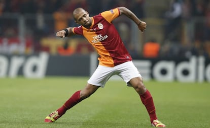 Felipe Melo celebra su gol ante el Copenhage.