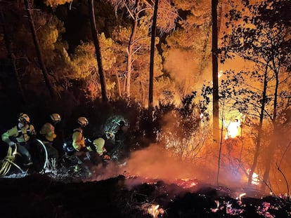 Around 200 firefighters from all over Andalusia are battling a large blaze in Sierra Bermeja, Málaga.