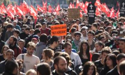 Manifestantes durante la huelga general del pasado 29 de marzo.