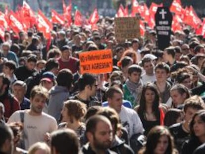 Manifestantes durante la huelga general del pasado 29 de marzo.