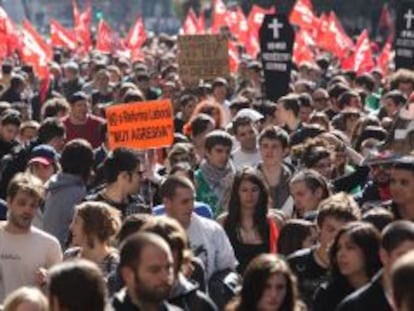 Manifestantes durante la huelga general del pasado 29 de marzo.