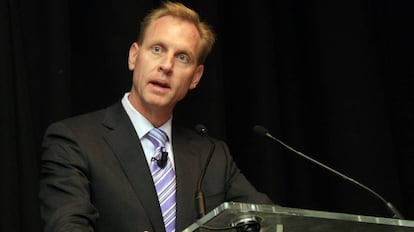 Patrick Shanahan, durante uma coletiva em 2009 sobre a Boeing