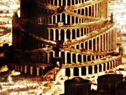 Grabado de la Torre de Babel.