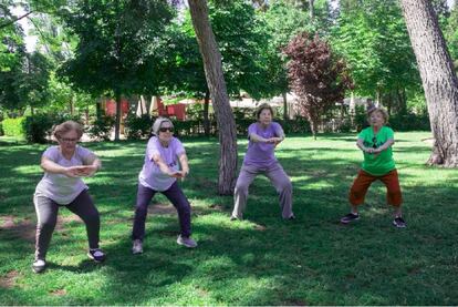 El grupo 'Muévete Más' en el parque del Retiro