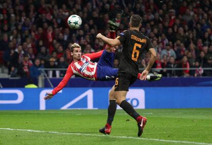 Griezmann marca el primer gol del Atlético ante la Roma.