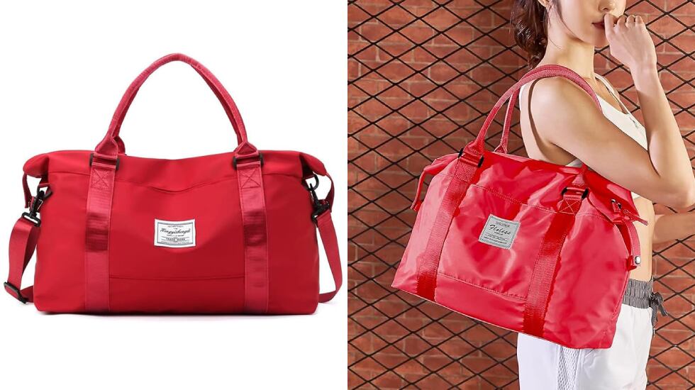 Bolsa de viaje con correa de hombro ajustable.