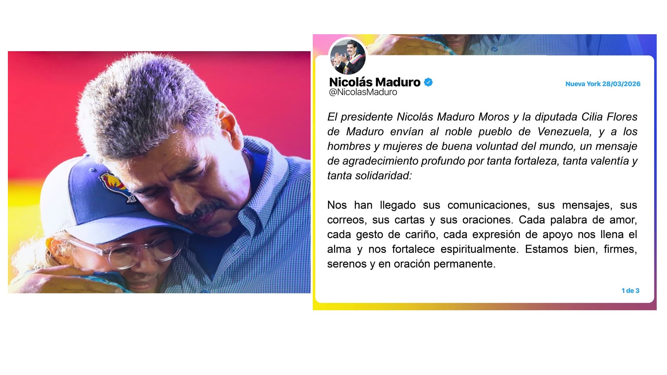 Maduro pide desde la cárcel consolidar “la reconciliación, el perdón y el reencuentro” en Venezuela