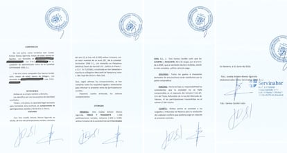La firma de Santos Cerdán en el contrato con Joseba Antxon Alonso Egurrola.