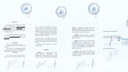 La firma de Santos Cerdán en el contrato con Joseba Antxon Alonso Egurrola.