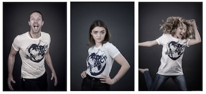 El vocalista de Coldplay, Chris Martin, la actriz Maisie Williams y Kylie Minogue