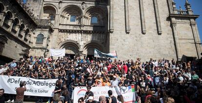 Manifestación este sábado en Santiago contra la manipulación informativa en los medios públicos gallegos.
