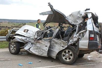 Estado en el que quedó el vehículo todoterreno tras el accidente.