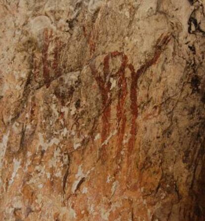 Figuras humanas pintadas en el Barranc de L'Infern, en la localidad alicantina de Vall de Laguar.