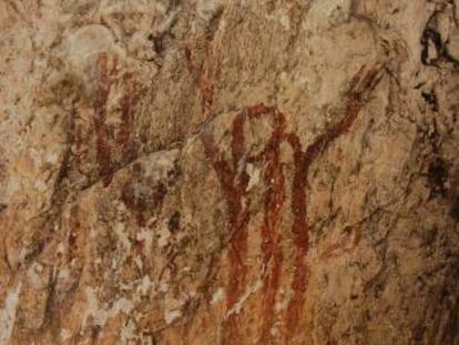 Figuras humanas pintadas en el Barranc de L'Infern, en la localidad alicantina de Vall de Laguar.