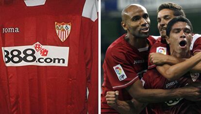 Kanouté y Navas felicitan a Renato tras marcar uno de los goles en la final de la Supercopa de España ante el Madrid de Schuster.