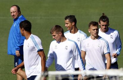 Benítez, durante el entrenamiento del lunes.