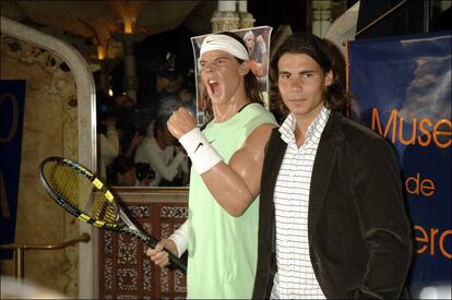 Tennis star Rafa Nadal, with his waxwork.