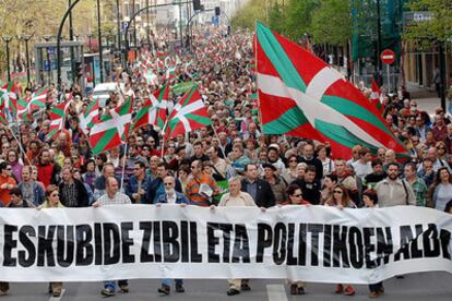Imagen de la manifestación que ha recorrido esta mañana San Sebastián.