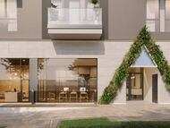 Recreación de una fachada de casas de Stay, empresa conjunta de Nuveen y Kronos.