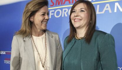 La alcaldesa, Mercedes Alonso, junto a Cospedal en Madrid.