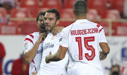 Aspas celebra el gol que le anotó al Granada.