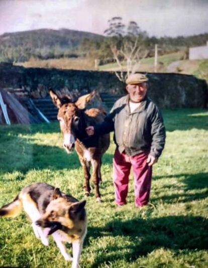 L'avi, el burro Luis i el gos Bebeto.