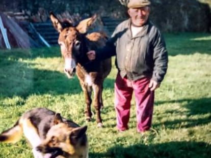 L'avi, el burro Luis i el gos Bebeto.