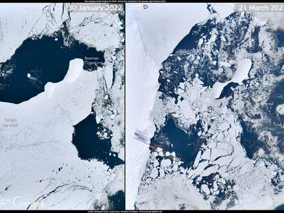 Collapse ice shelf in Antarctica