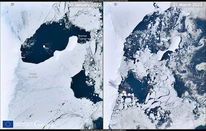 Collapse ice shelf in Antarctica