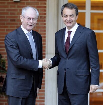 Zapatero y Van Rompuy, durante su encuentro en La Moncloa.