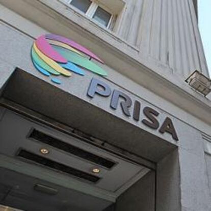 Entrada de la sede del Grupo PRISA, en la Gran Vía de Madrid