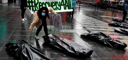 Manifestación de protesta del Primero de mayo en Nueva York.